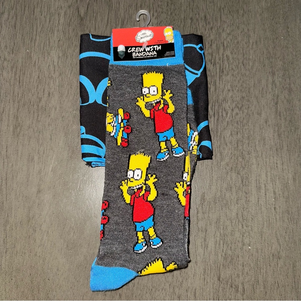 The Simpsons Men’s Crew Socks Set w/ Matching Bandana